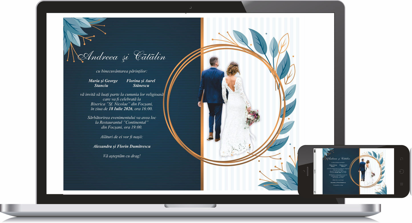 Invitatie NUNTA Digitala - cod 5013 - MirajulNuntii.ro