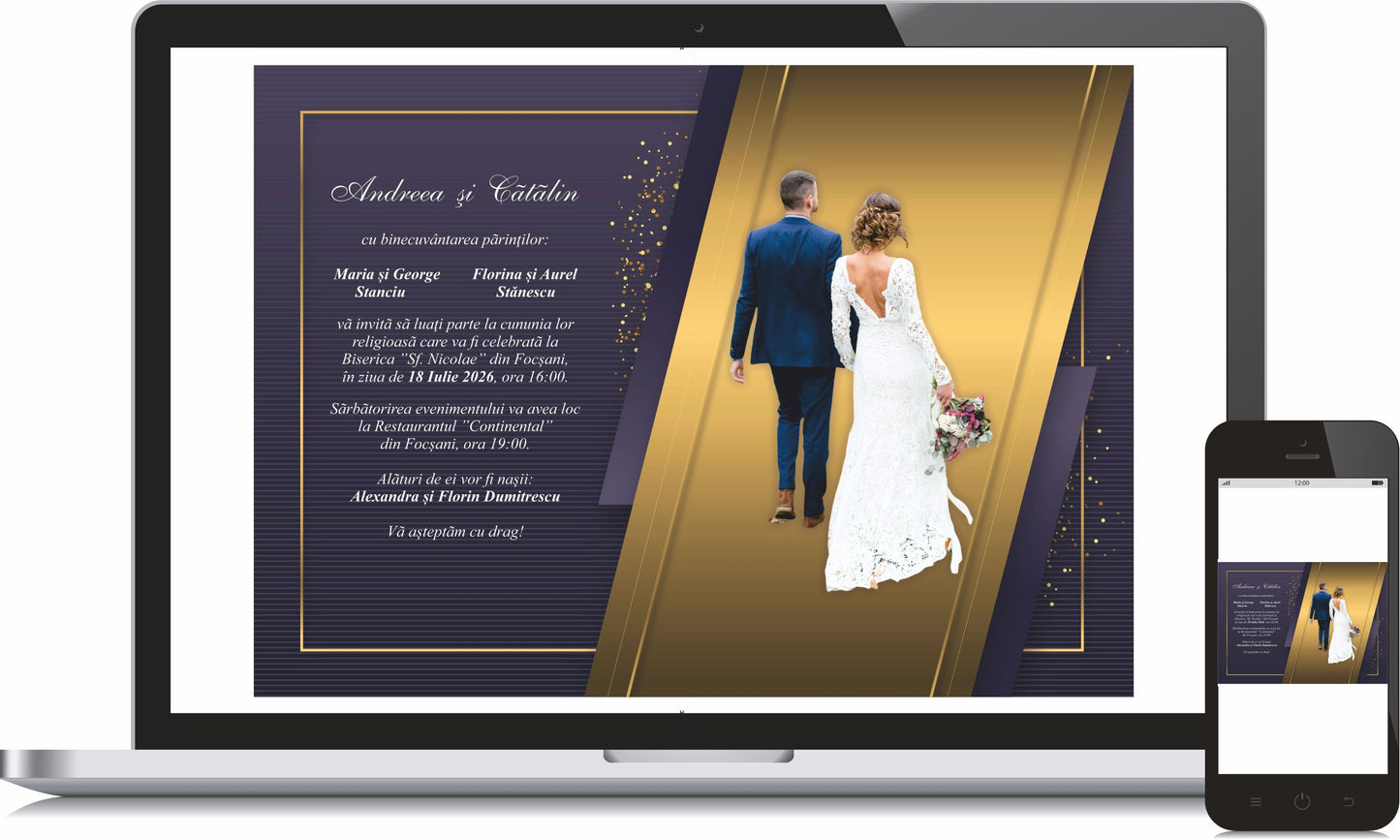 Invitatie NUNTA Digitala - cod 5014 - MirajulNuntii.ro