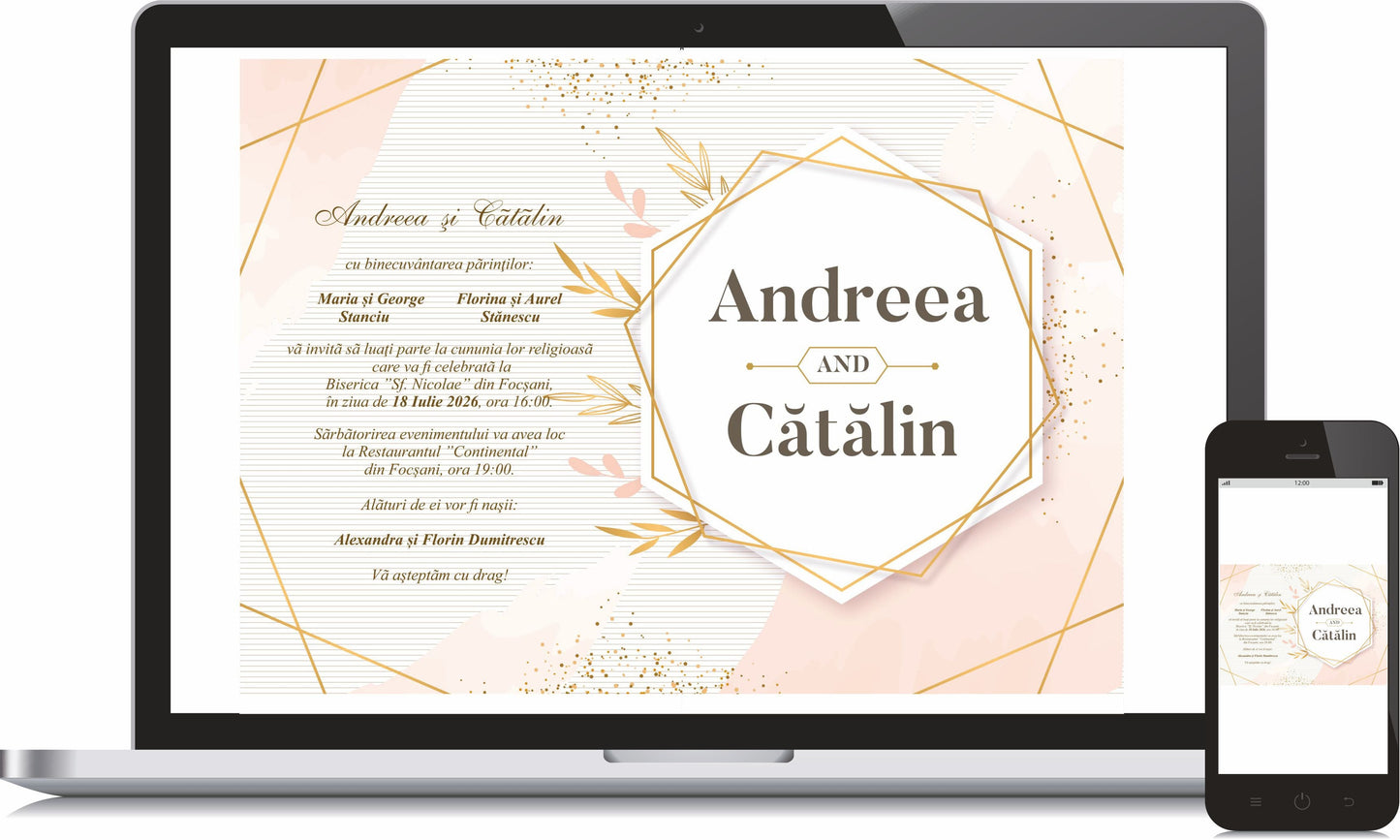 Invitatie NUNTA Digitala - cod 5015 - MirajulNuntii.ro