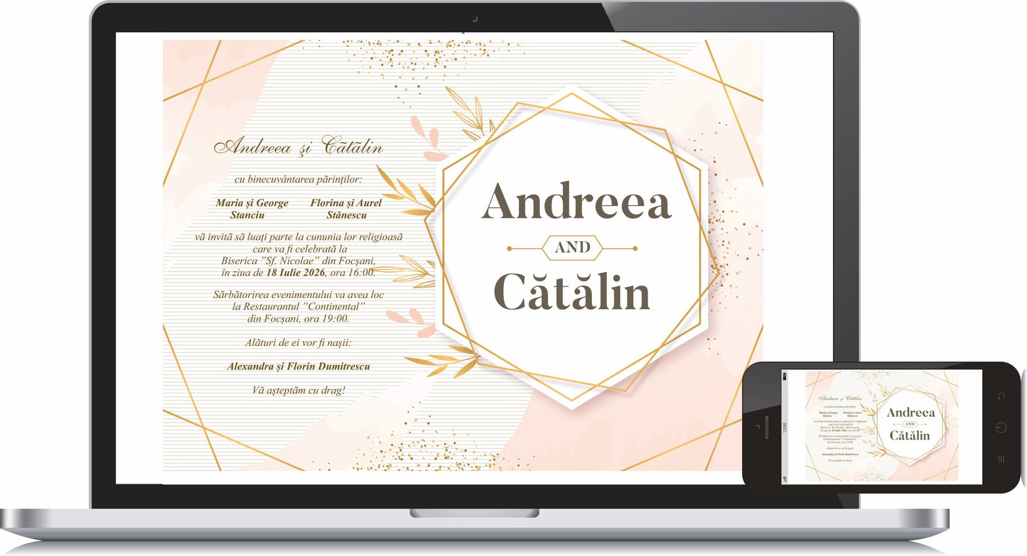 Invitatie NUNTA Digitala - cod 5015 - MirajulNuntii.ro
