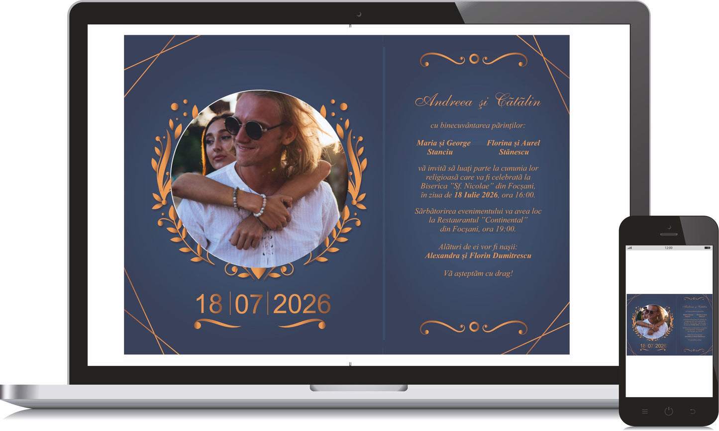 Invitatie NUNTA Digitala - cod 5016 - MirajulNuntii.ro