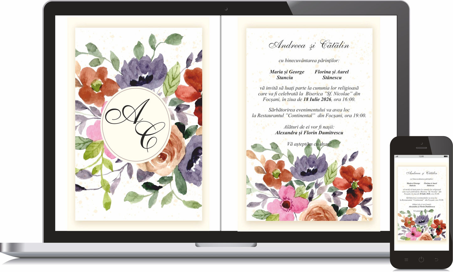 Invitatie NUNTA Digitala - cod 5018 - MirajulNuntii.ro