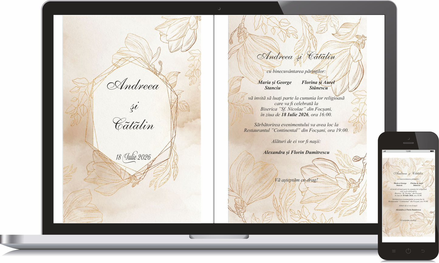 Invitatie NUNTA Digitala - cod 5023 - MirajulNuntii.ro