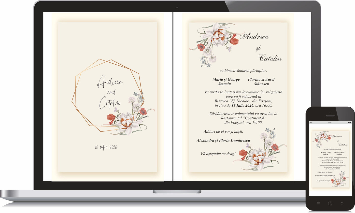 Invitatie NUNTA Digitala - cod 5025 - MirajulNuntii.ro