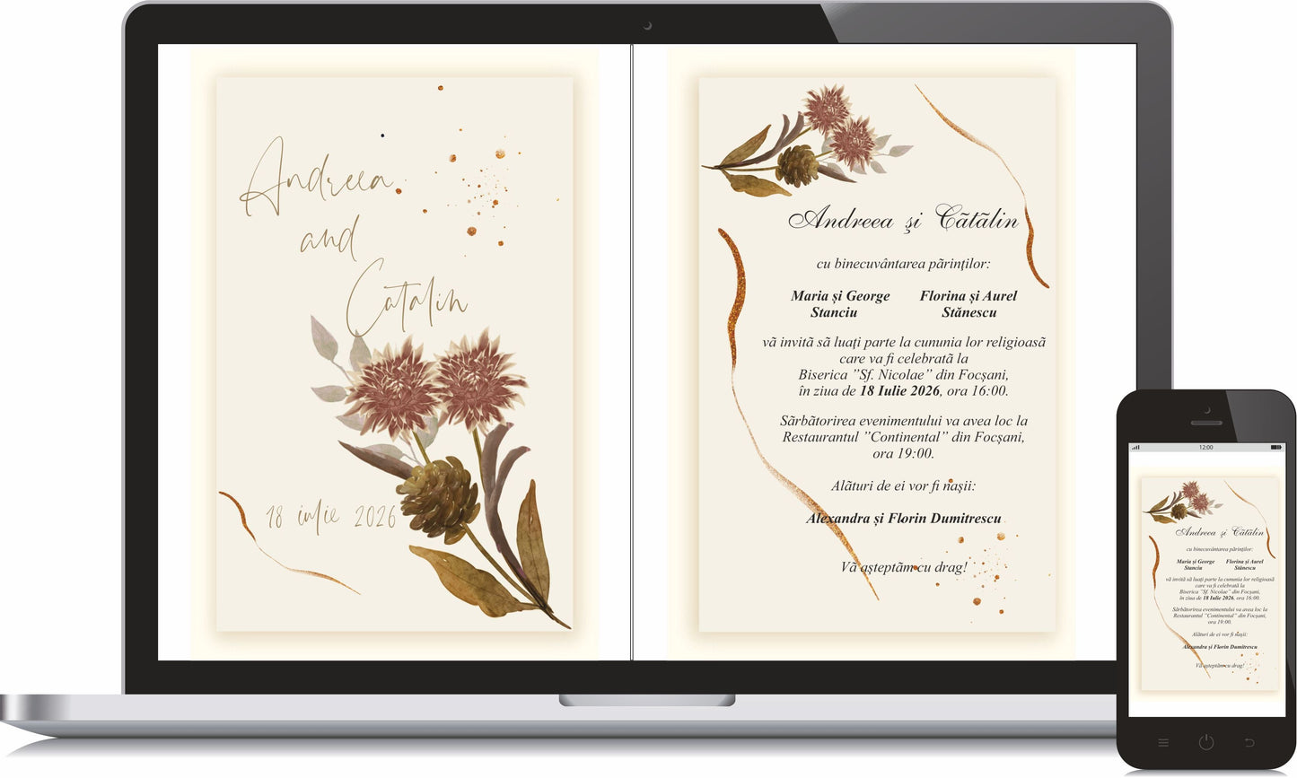 Invitatie NUNTA Digitala - cod 5026 - MirajulNuntii.ro