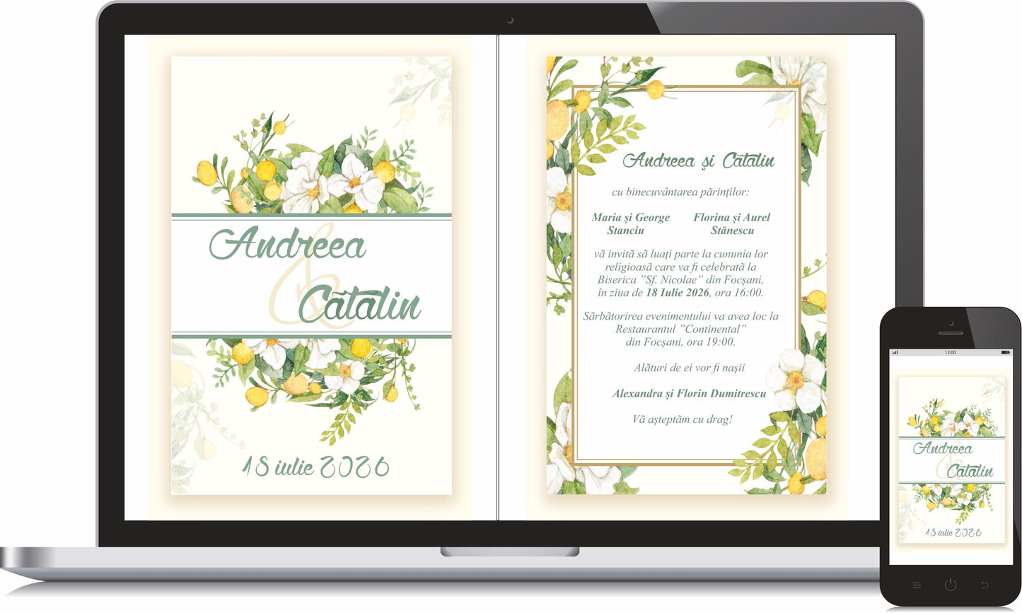 Invitatie NUNTA Digitala - cod 5030 - MirajulNuntii.ro