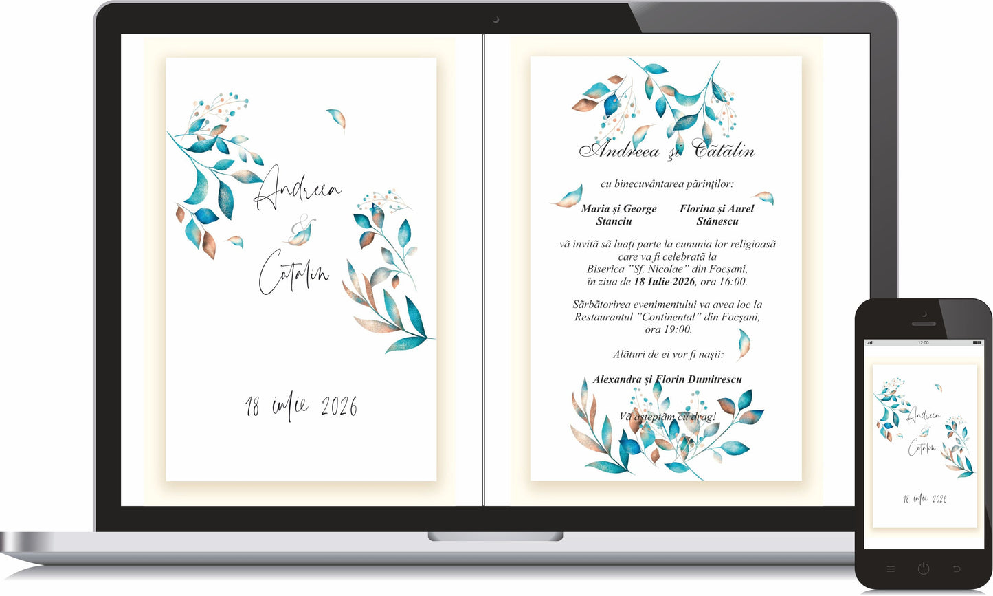 Invitatie NUNTA Digitala - cod 5035 - MirajulNuntii.ro