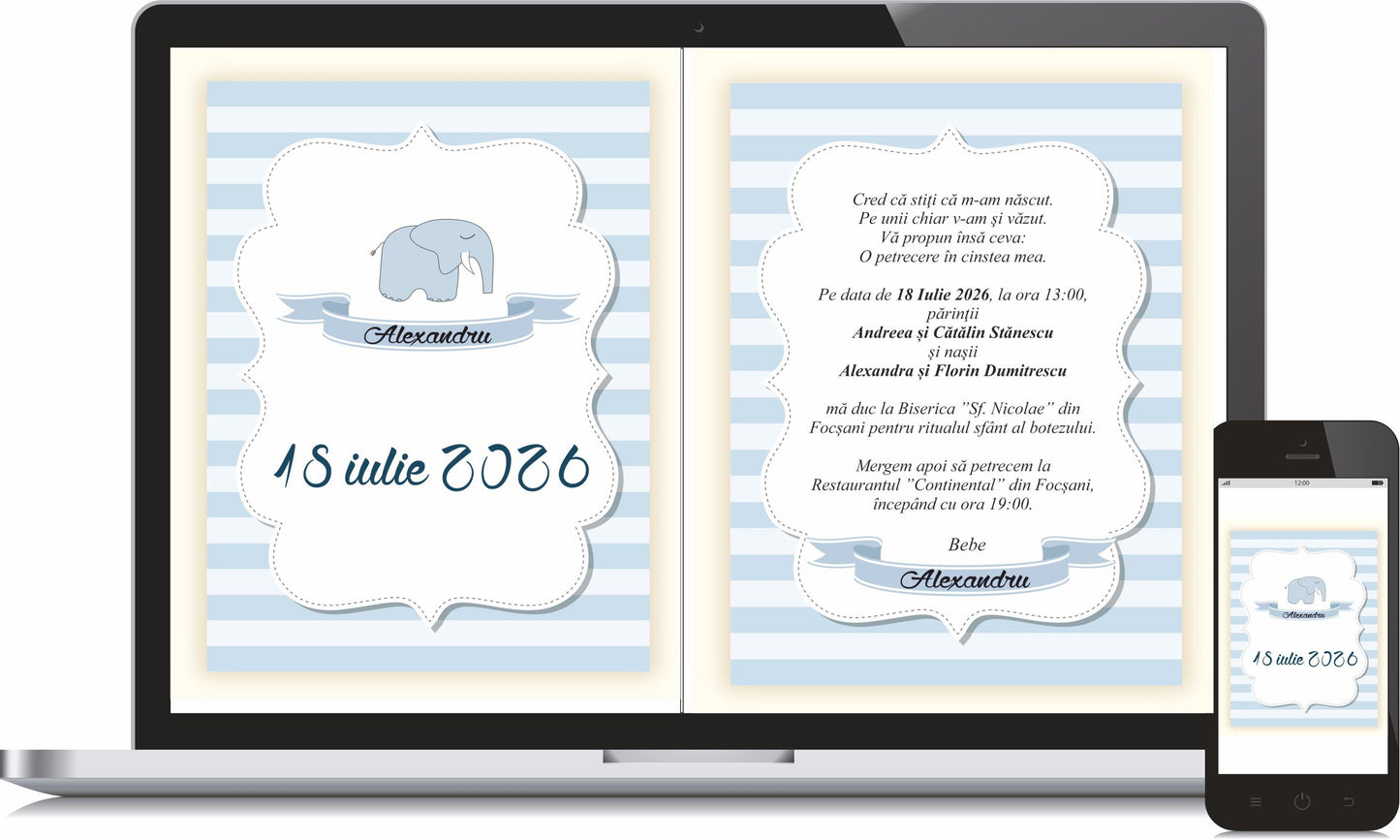 Invitatie BOTEZ Digitala - cod 6003 - MirajulNuntii.ro