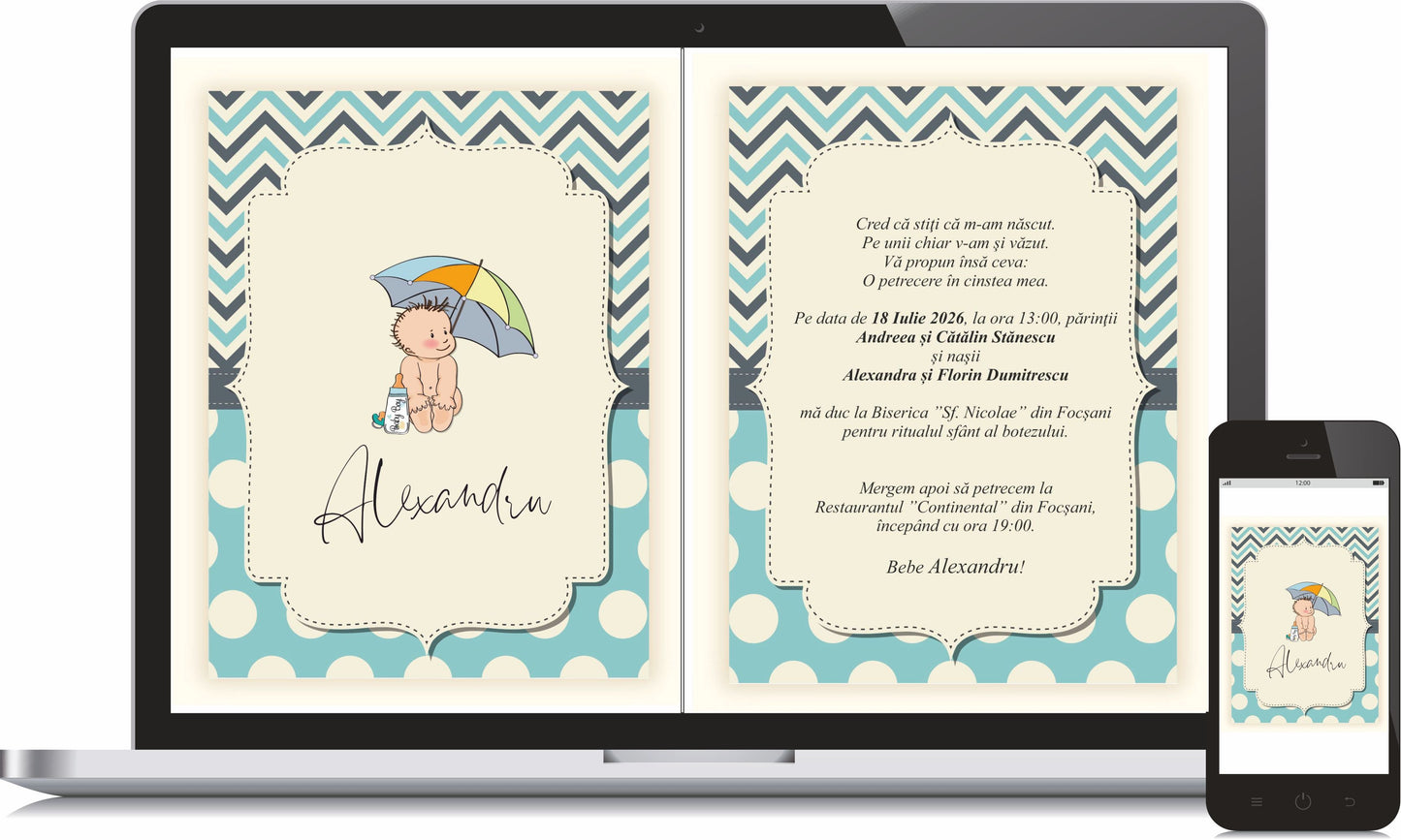 Invitatie BOTEZ Digitala - cod 6016 - MirajulNuntii.ro