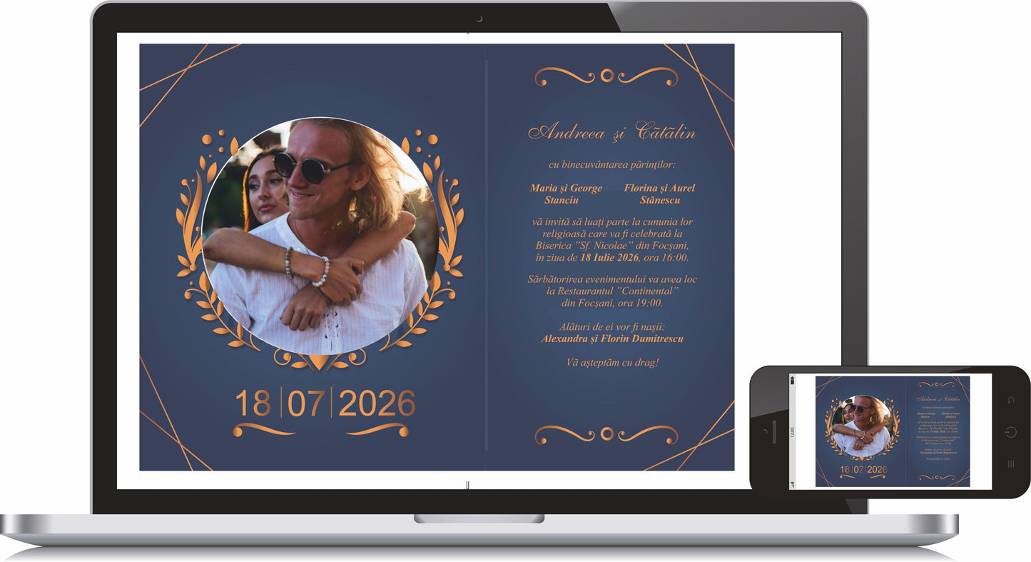 Invitatie NUNTA Digitala - cod 5016 - MirajulNuntii.ro