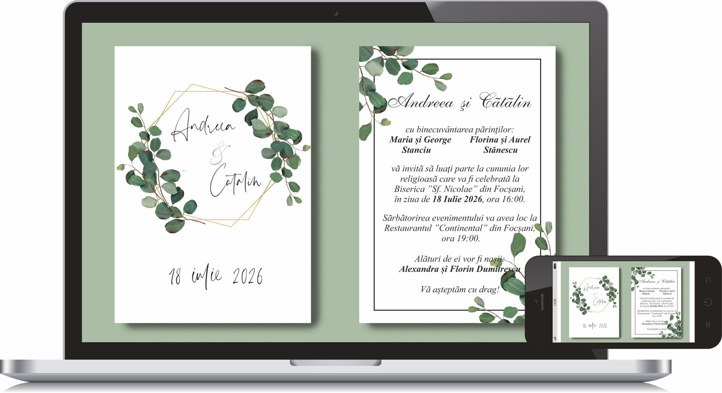 Invitatie NUNTA Digitala - cod 5039 - MirajulNuntii.ro