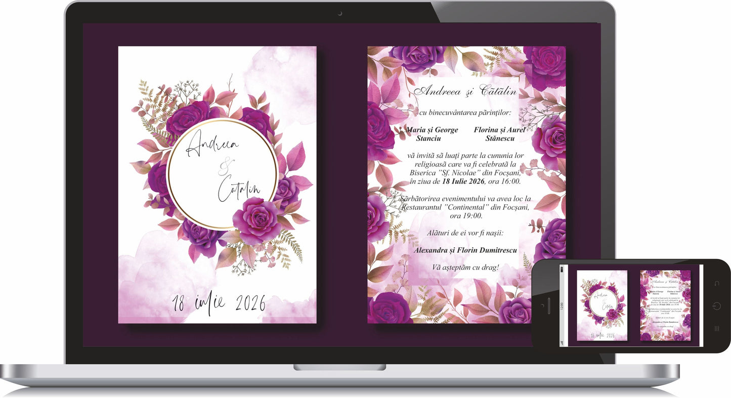 Invitatie NUNTA Digitala - cod 5042 - MirajulNuntii.ro