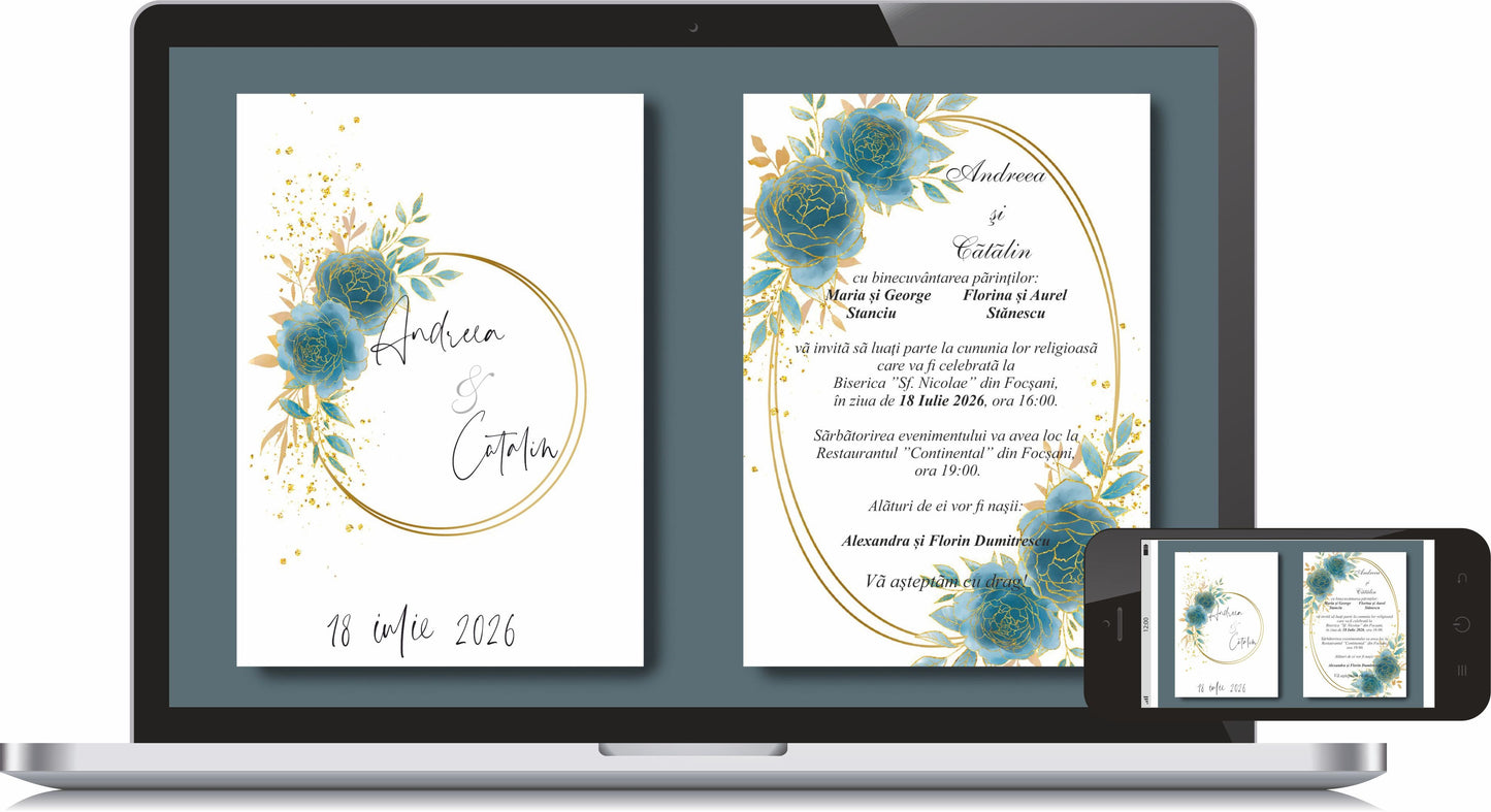 Invitatie NUNTA Digitala - cod 5044 - MirajulNuntii.ro