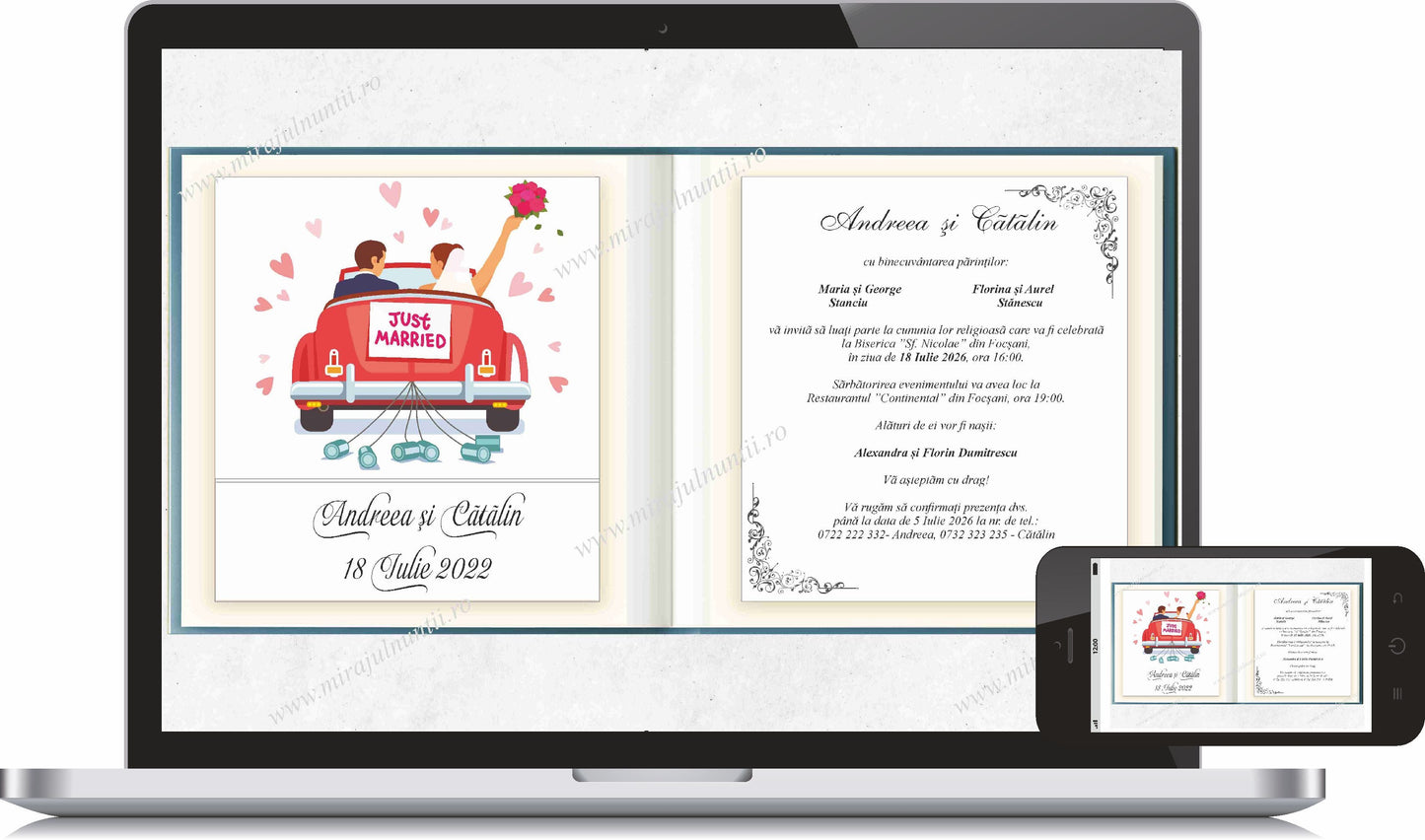 Invitatie NUNTA Digitala - cod 5045 - MirajulNuntii.ro