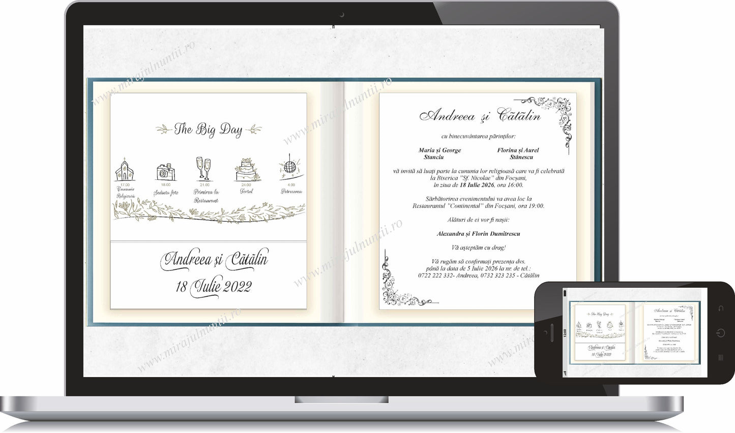 Invitatie NUNTA Digitala - cod 5047 - MirajulNuntii.ro