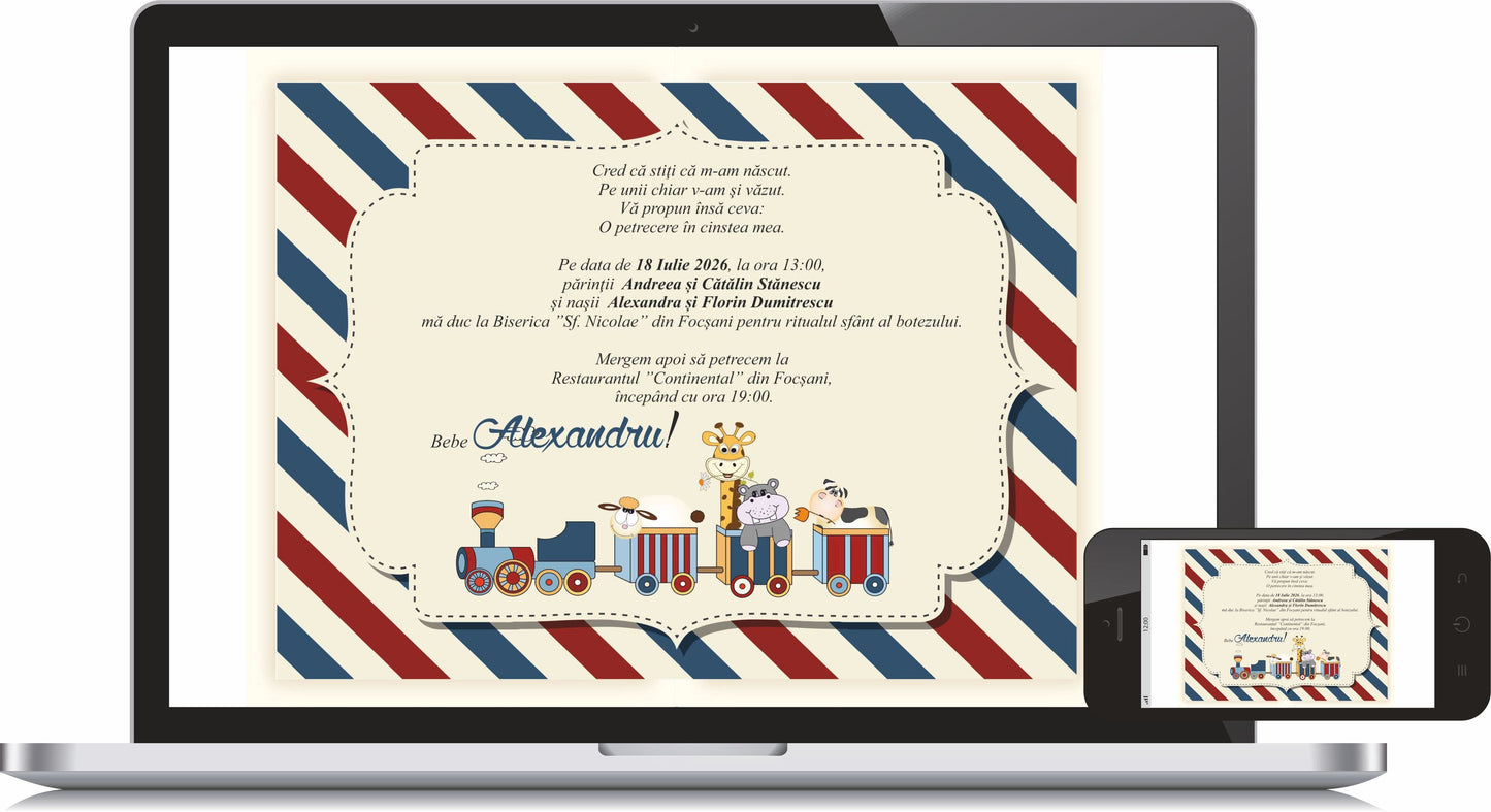 Invitatie BOTEZ Digitala - cod 6006 - MirajulNuntii.ro