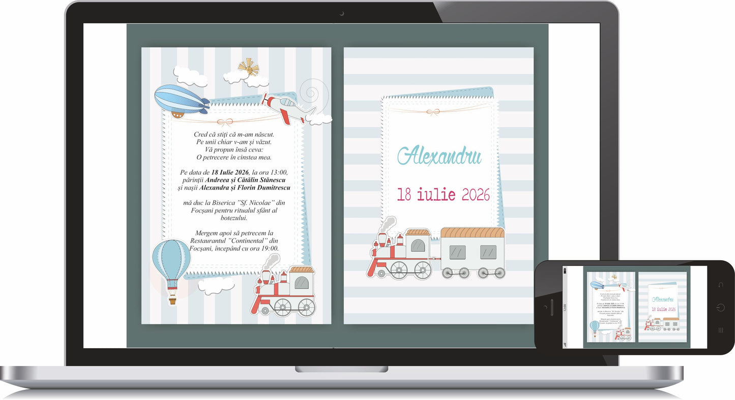 Invitatie BOTEZ Digitala - cod 6008 - MirajulNuntii.ro