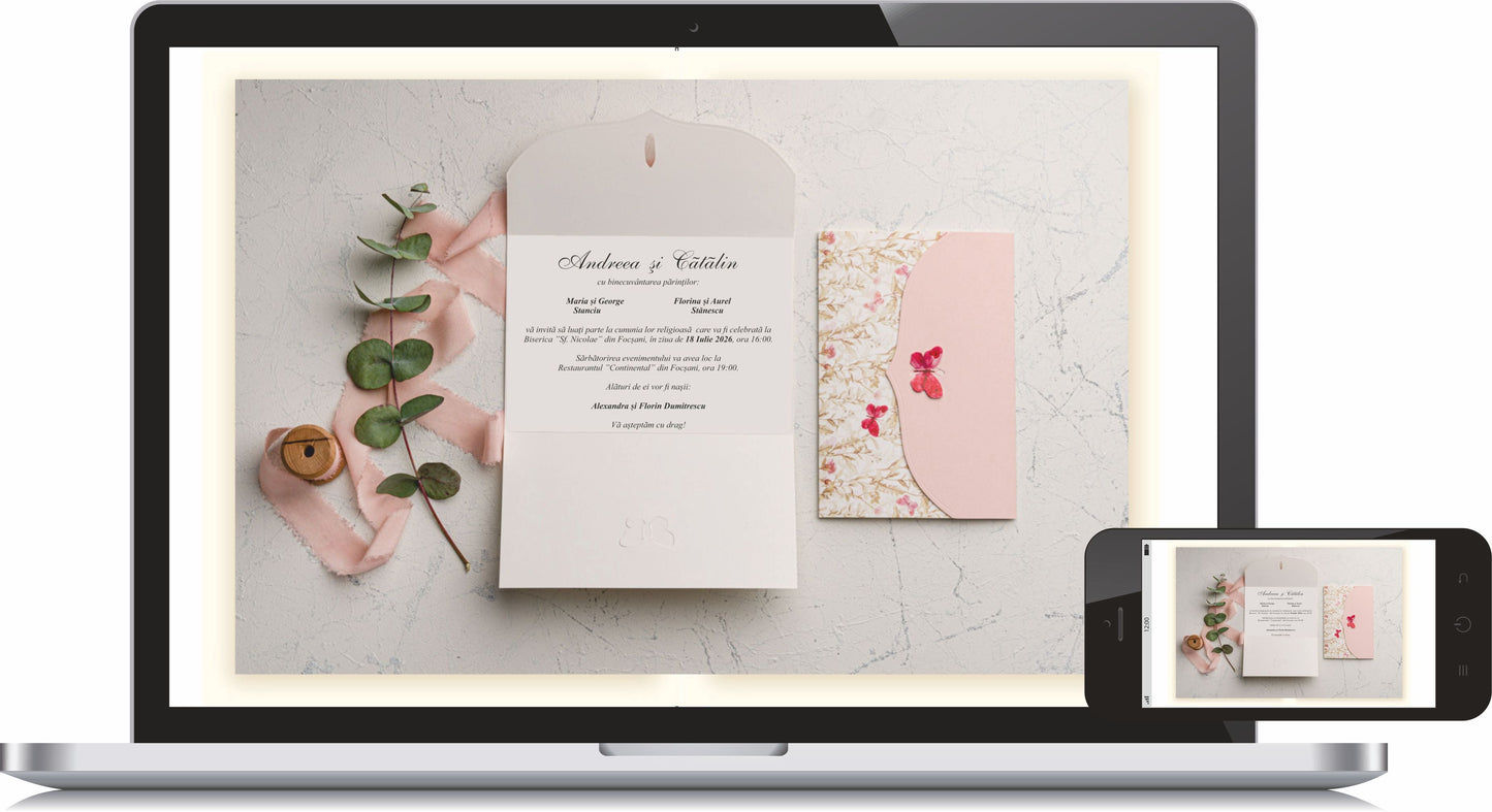 Invitatie NUNTA Digitala - cod 9107 Ekonom - MirajulNuntii.ro