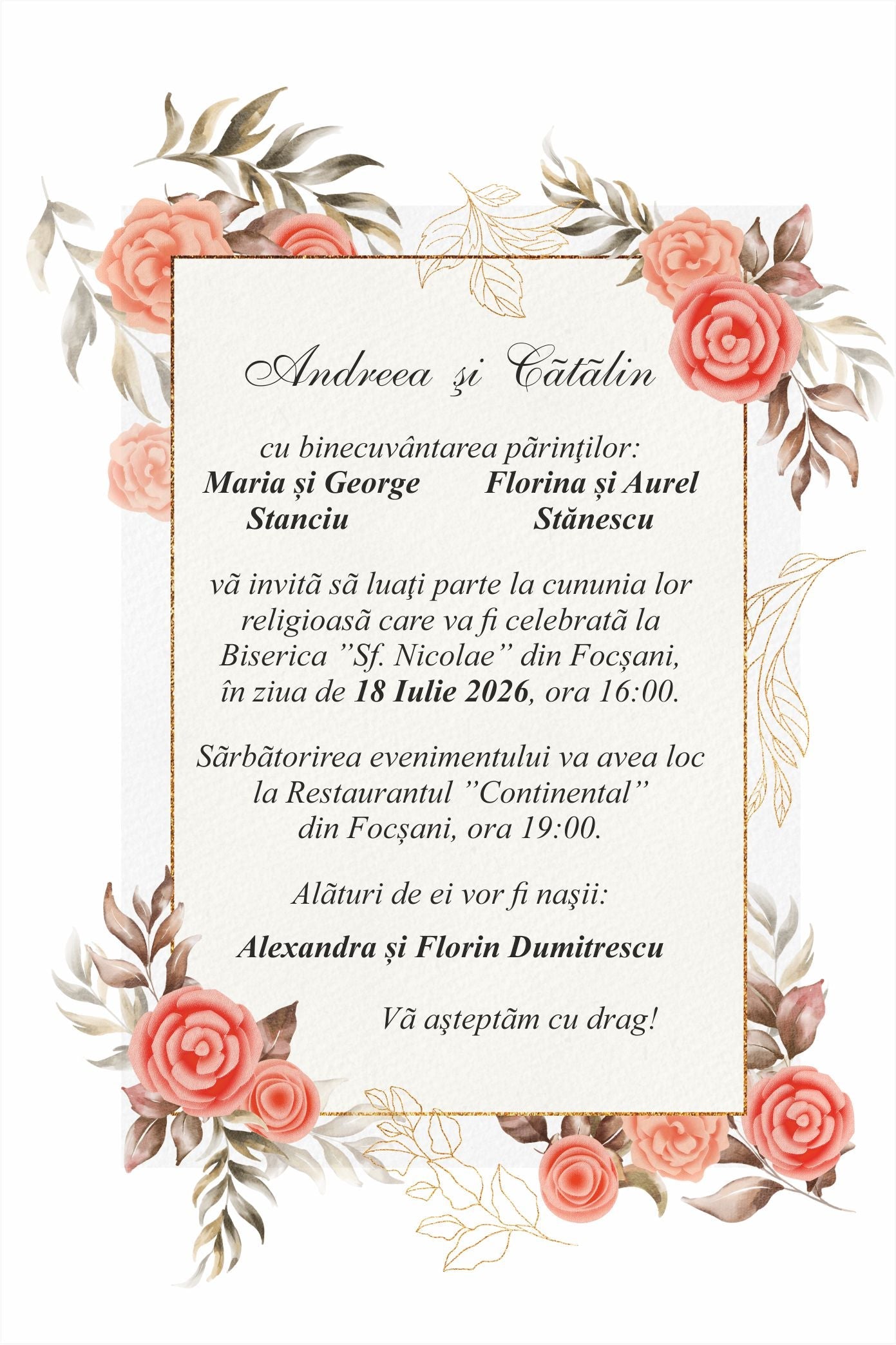 Invitatie NUNTA Digitala - cod 5001 - MirajulNuntii.ro