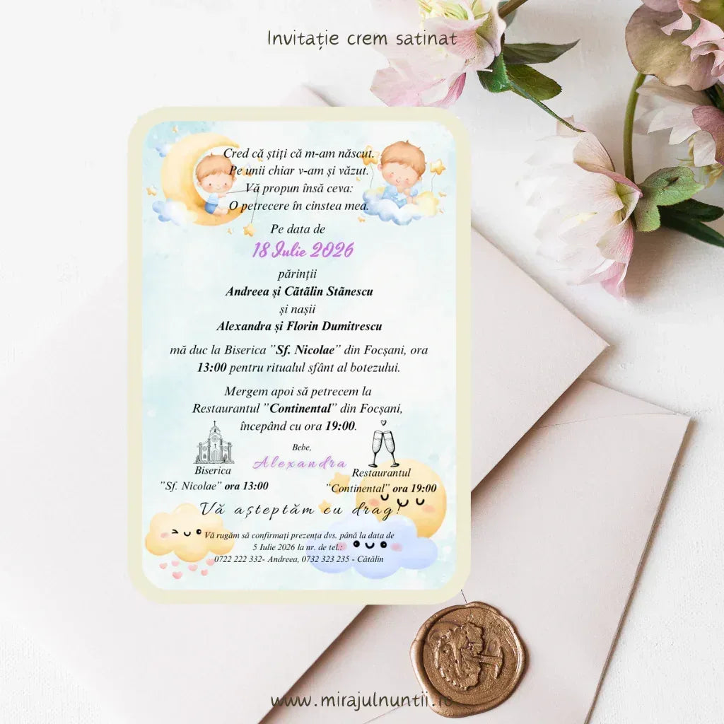 Invitație de botez cod Magnific B.8-20008 - MirajulNuntii.ro