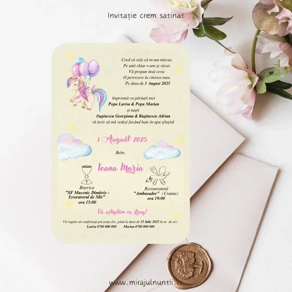 Invitație de botez cod Magnific B.15-20015 - MirajulNuntii.ro