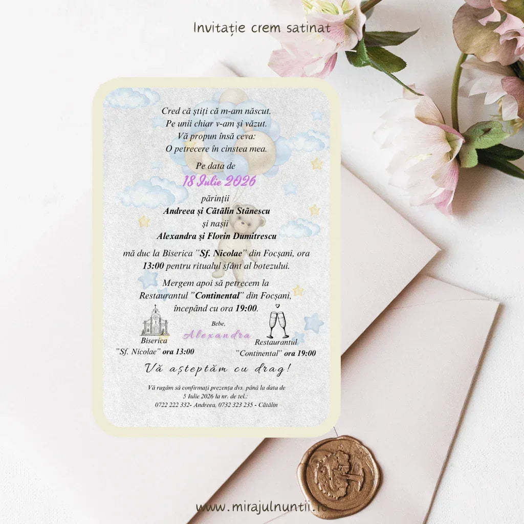 Invitație de botez cod Magnific B.9-20009 - MirajulNuntii.ro