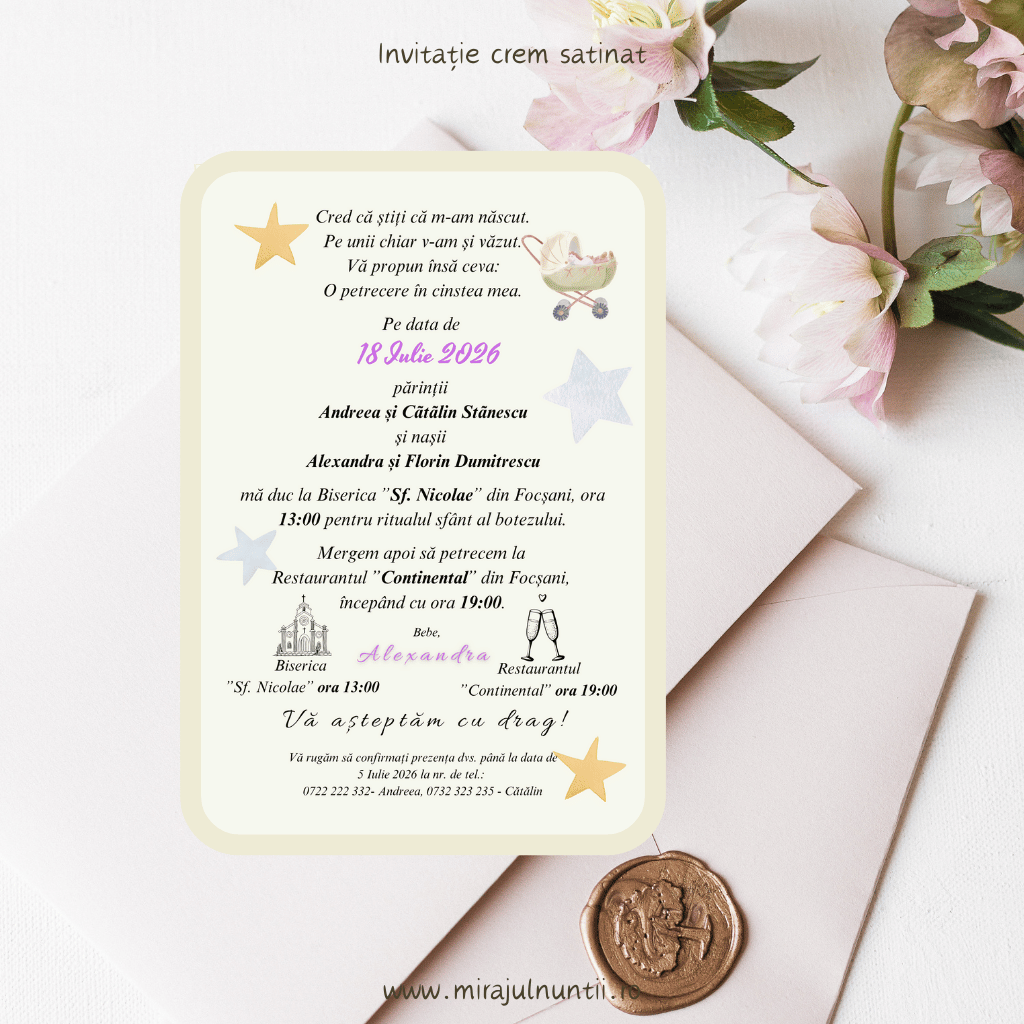 Invitatie de botez cod Magnific B.7 - MirajulNuntii.ro