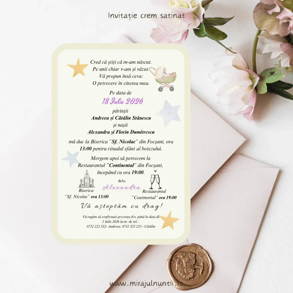 Invitație de botez cod Magnific B.7-20007 - MirajulNuntii.ro