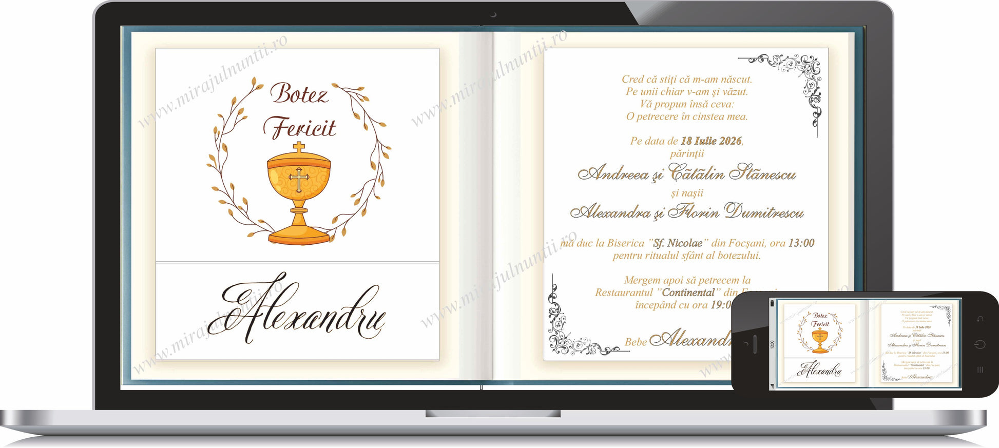 Invitatie BOTEZ Digitala - cod 6030 - Mirajul Nuntii