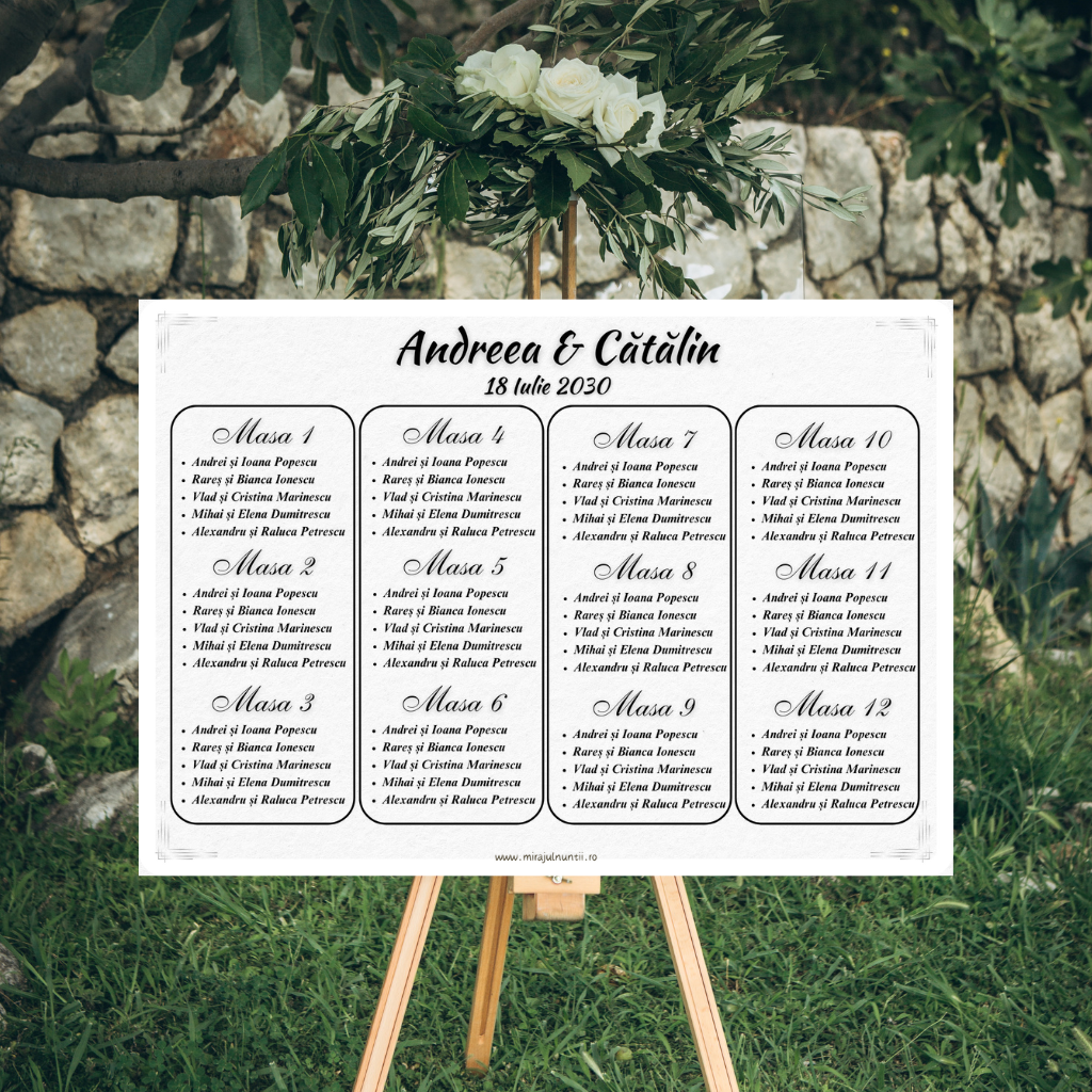 Listă invitați - Opis de Nuntă Magnific cu grafică personalizată