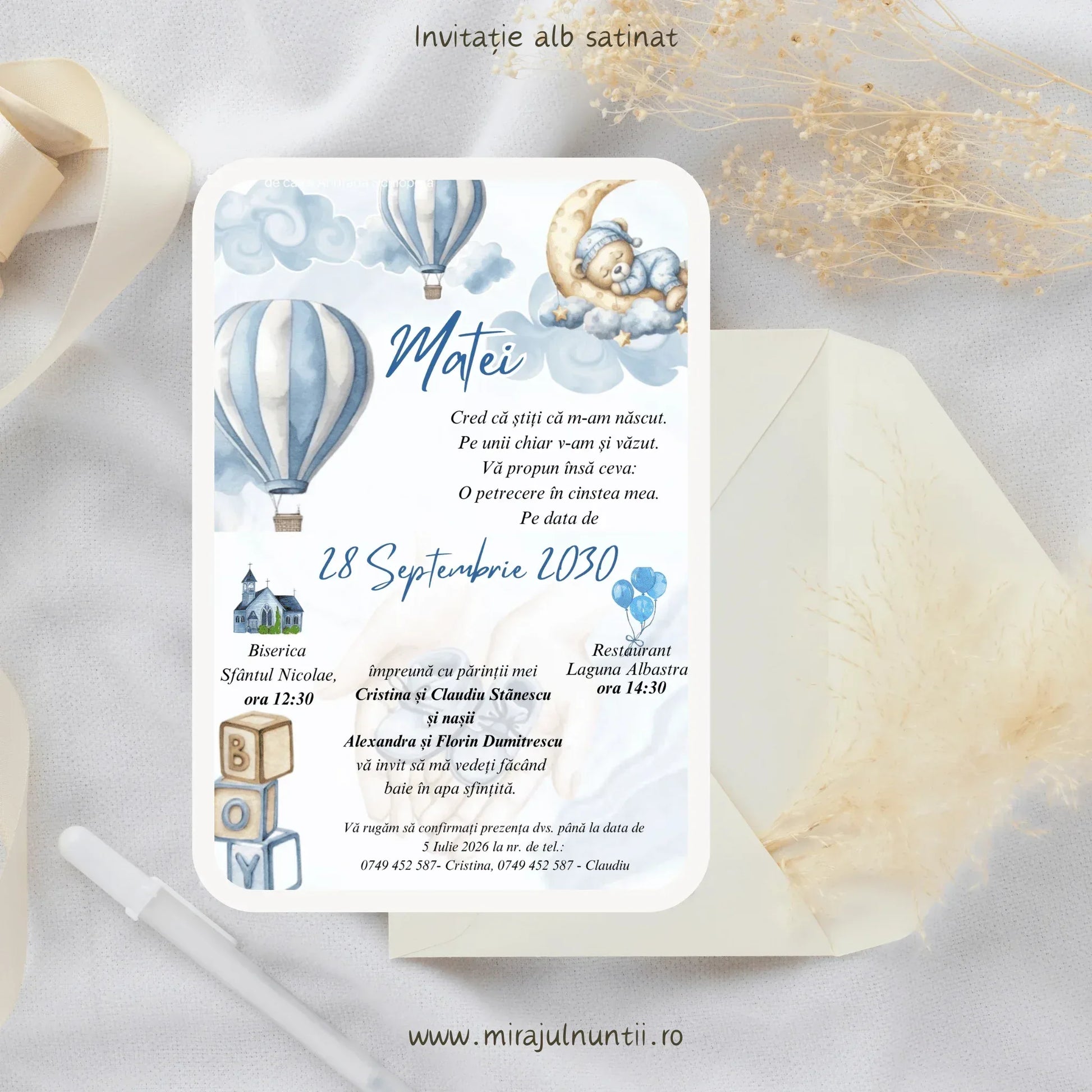 Invitație de botez cod Magnific B.20-20020 - MirajulNuntii.ro