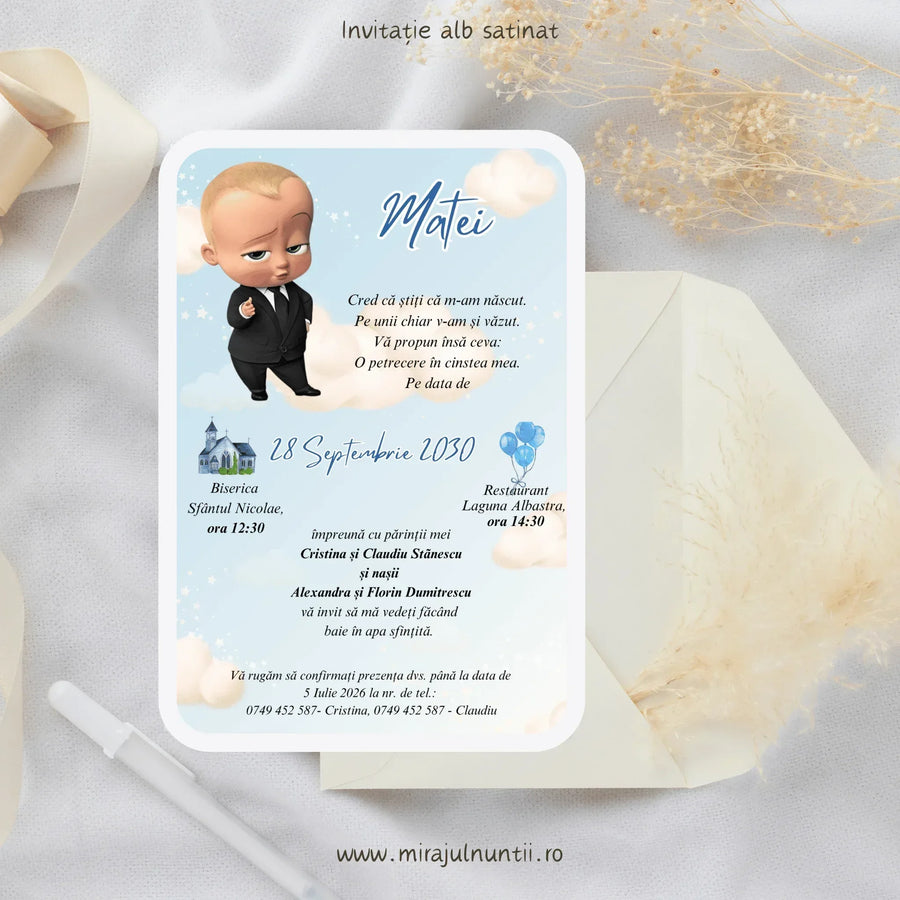 Invitație de botez cod Magnific B.21-20021