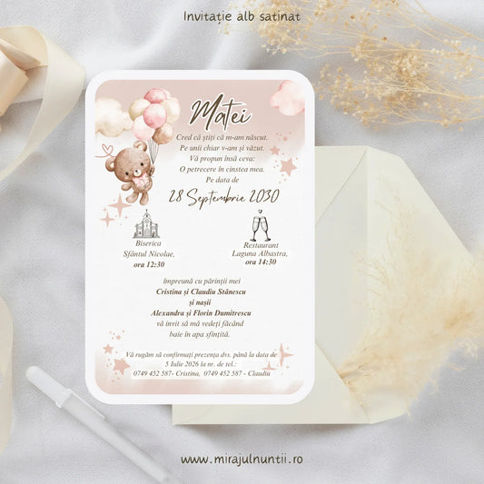 Invitație de botez cod Magnific B.23-20023 - MirajulNuntii.ro