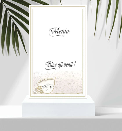 Meniu nunta pliat tip carte cod Miraj 2020