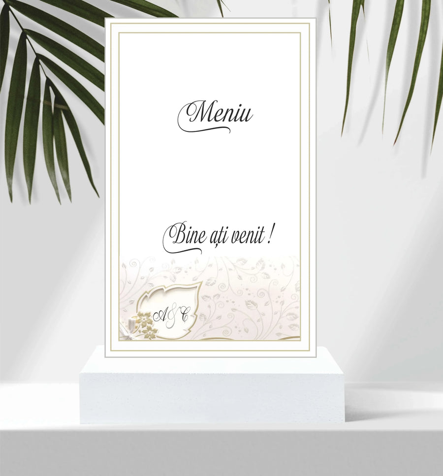 Meniu nunta pliat tip carte cod Miraj 2020