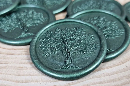 Sigilii {cod TH 7} din ceară naturală - model Verde Copacul Vieții - MirajulNuntii.ro