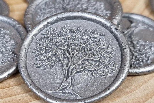 Sigilii {cod TH 4} din ceară naturală - model Argintiu Copacul Vieții - MirajulNuntii.ro