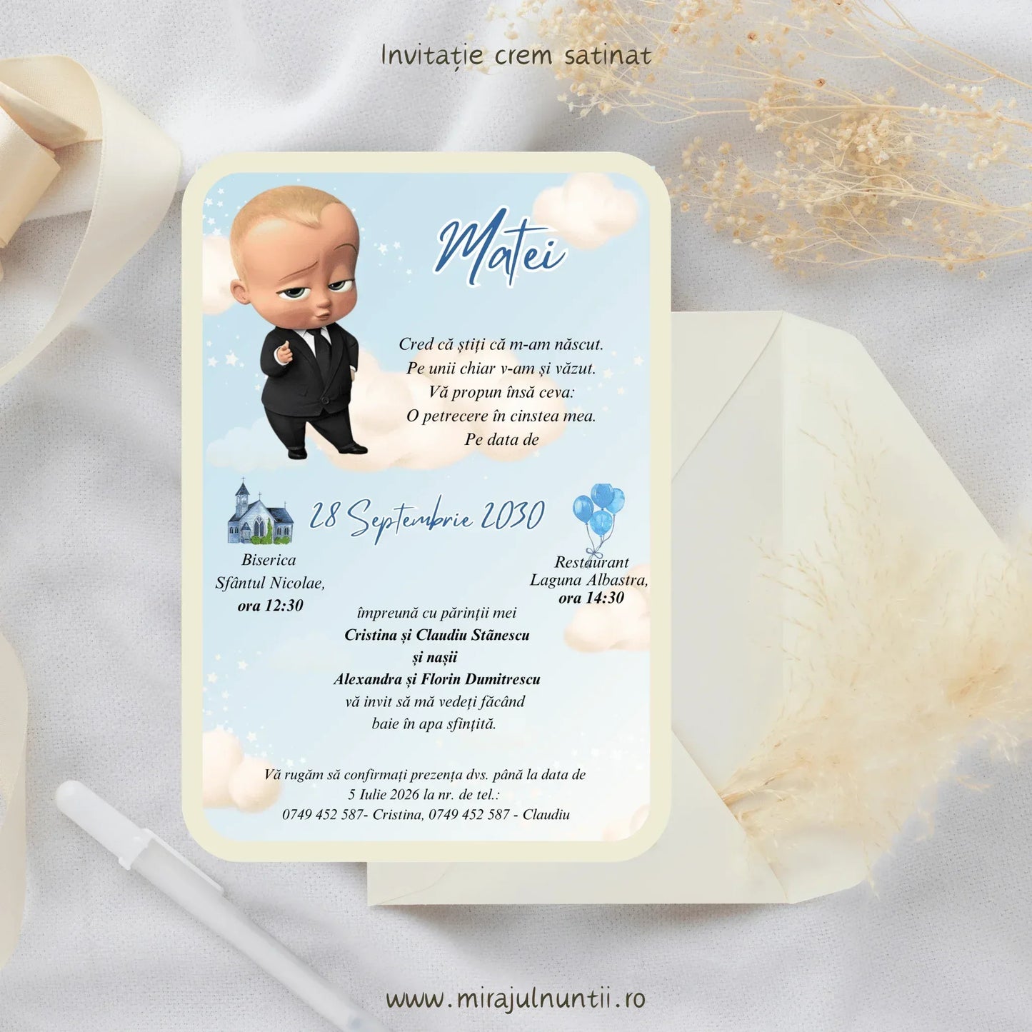 Invitație de botez cod Magnific B.21-20021 - MirajulNuntii.ro