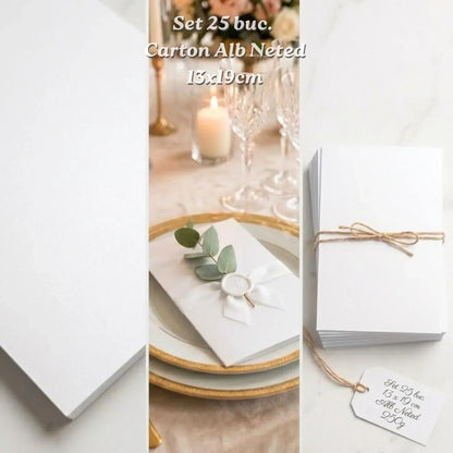 Set 25 Bucăți Carton Alb Semilucios Premium 13 x 19 cm „Pure Velvet” – Cod: C.A.N. 250 gr./mp.