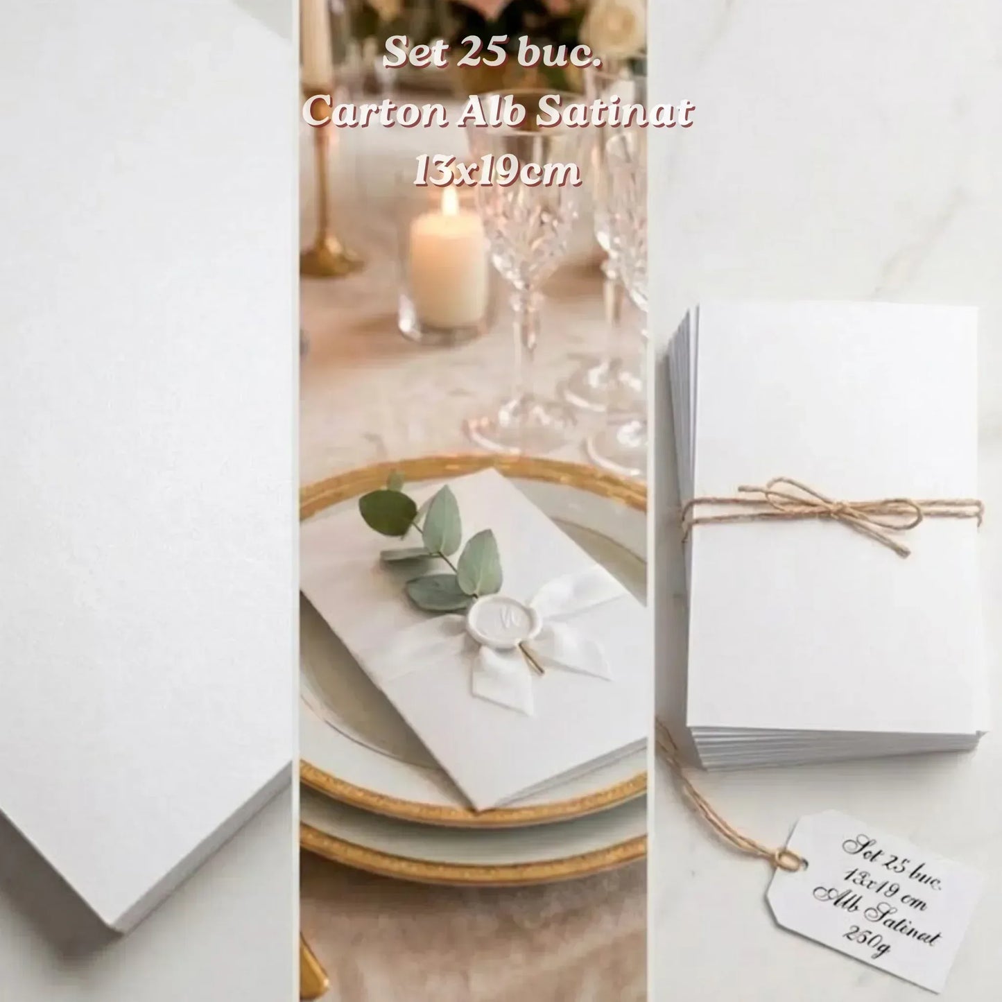 Set 25 Bucăți Carton Alb Satinat Premium 13 x 19 cm „Satin Essence” – Cod: C.A.S. 250 gr./mp.