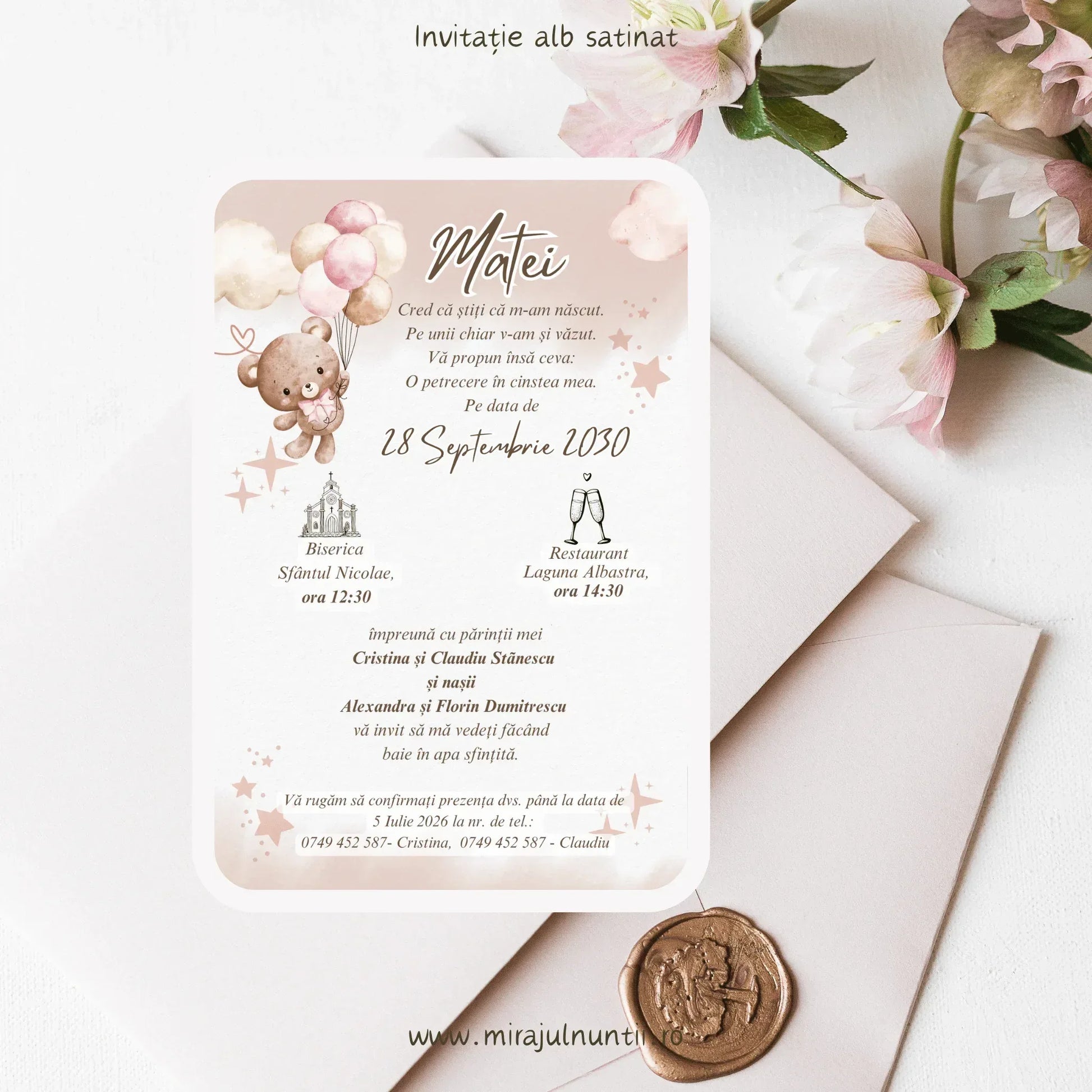 Invitație de botez cod Magnific B.23-20023 - MirajulNuntii.ro