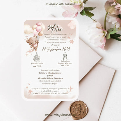 Invitație de botez cod Magnific B.23-20023 - MirajulNuntii.ro