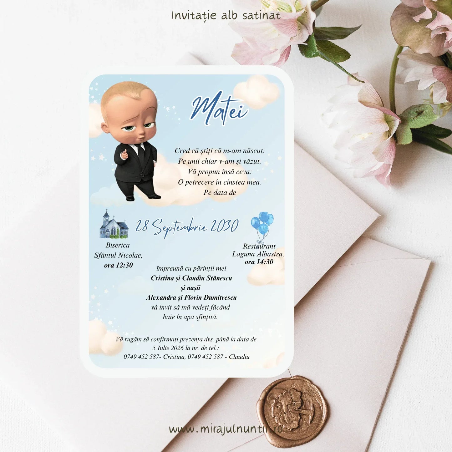 Invitație de botez cod Magnific B.21-20021 - MirajulNuntii.ro