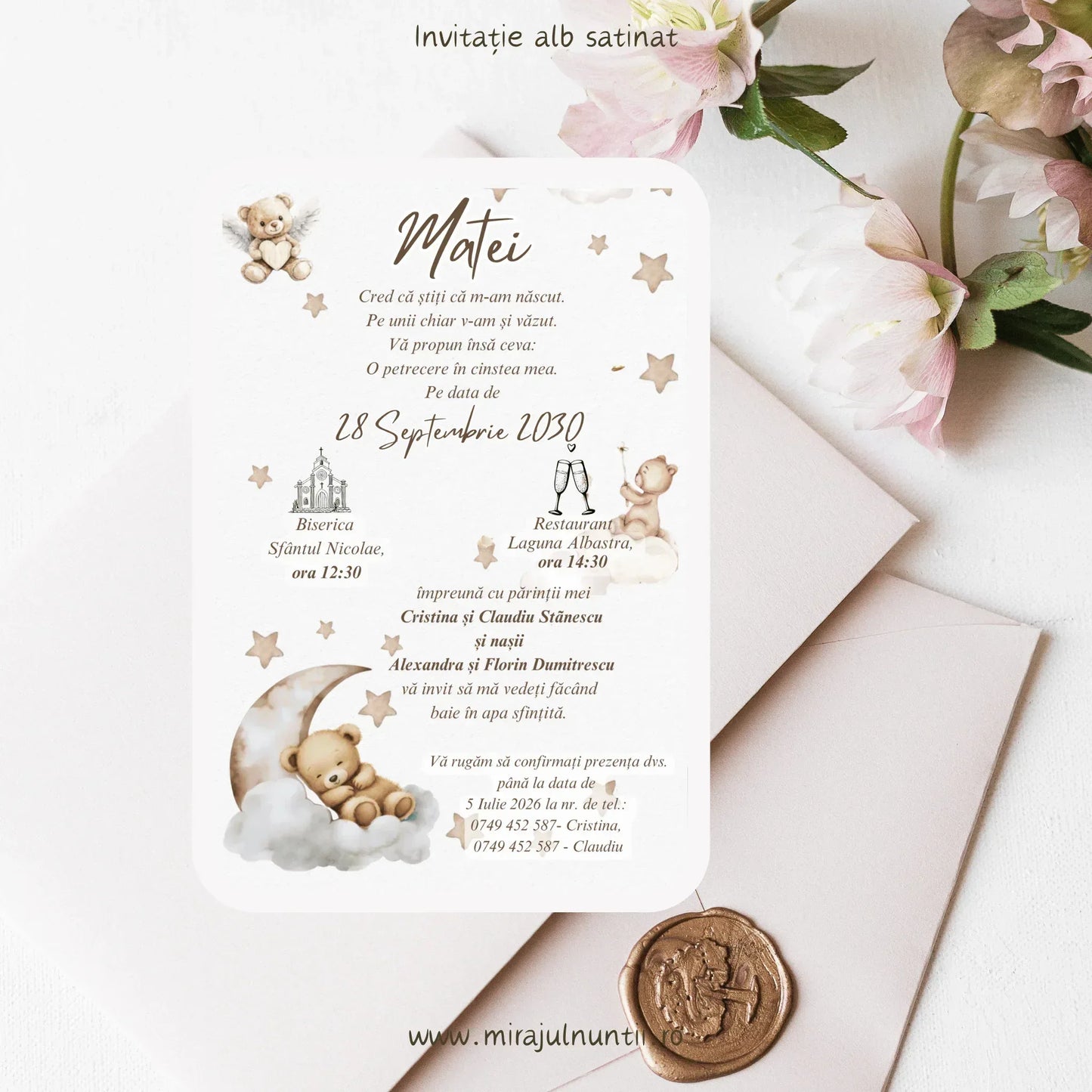 Invitație de botez cod Magnific B.22-20022 - MirajulNuntii.ro