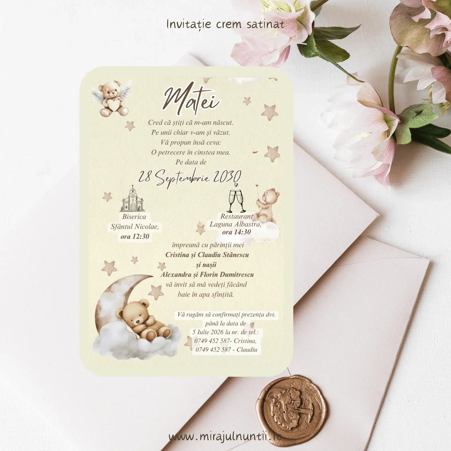 Invitație de botez cod Magnific B.22-20022 - MirajulNuntii.ro