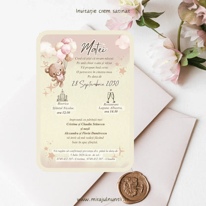 Invitație de botez cod Magnific B.23-20023 - MirajulNuntii.ro