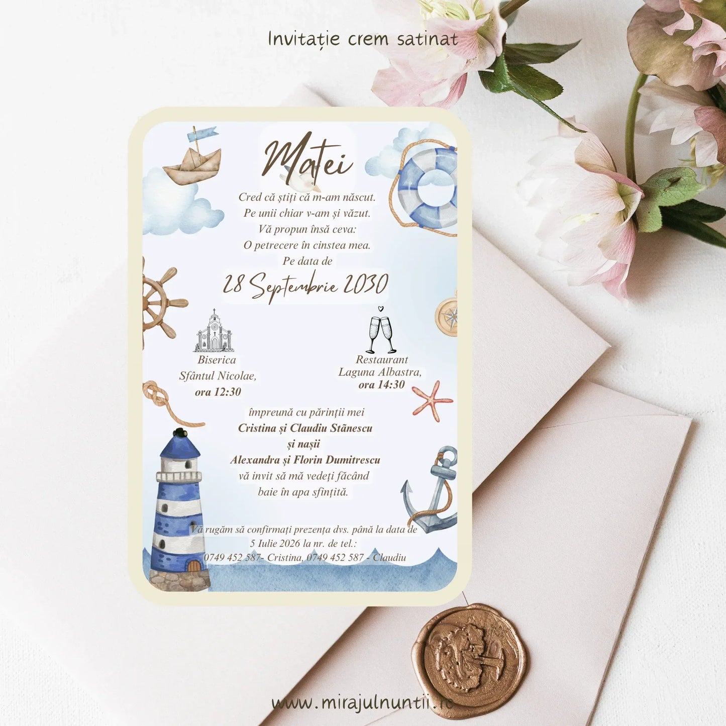 Invitație de botez cod Magnific B.25-20025 - MirajulNuntii.ro