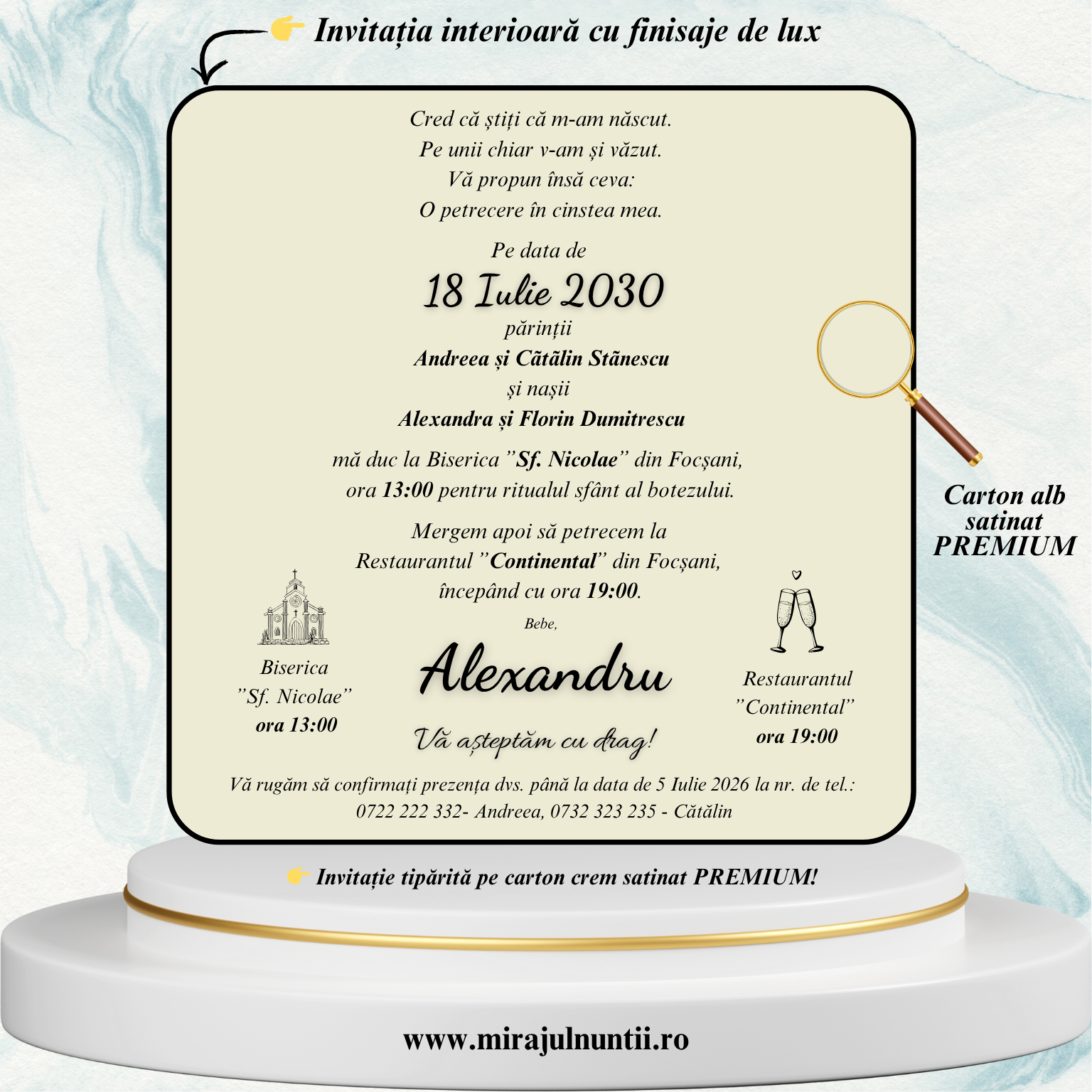 Invitatii botez cod Miraj - 7601