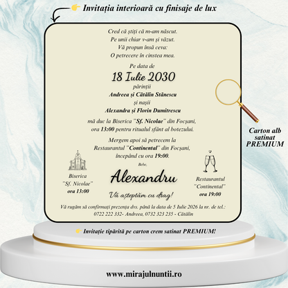 Invitatii botez cod Miraj - 7601