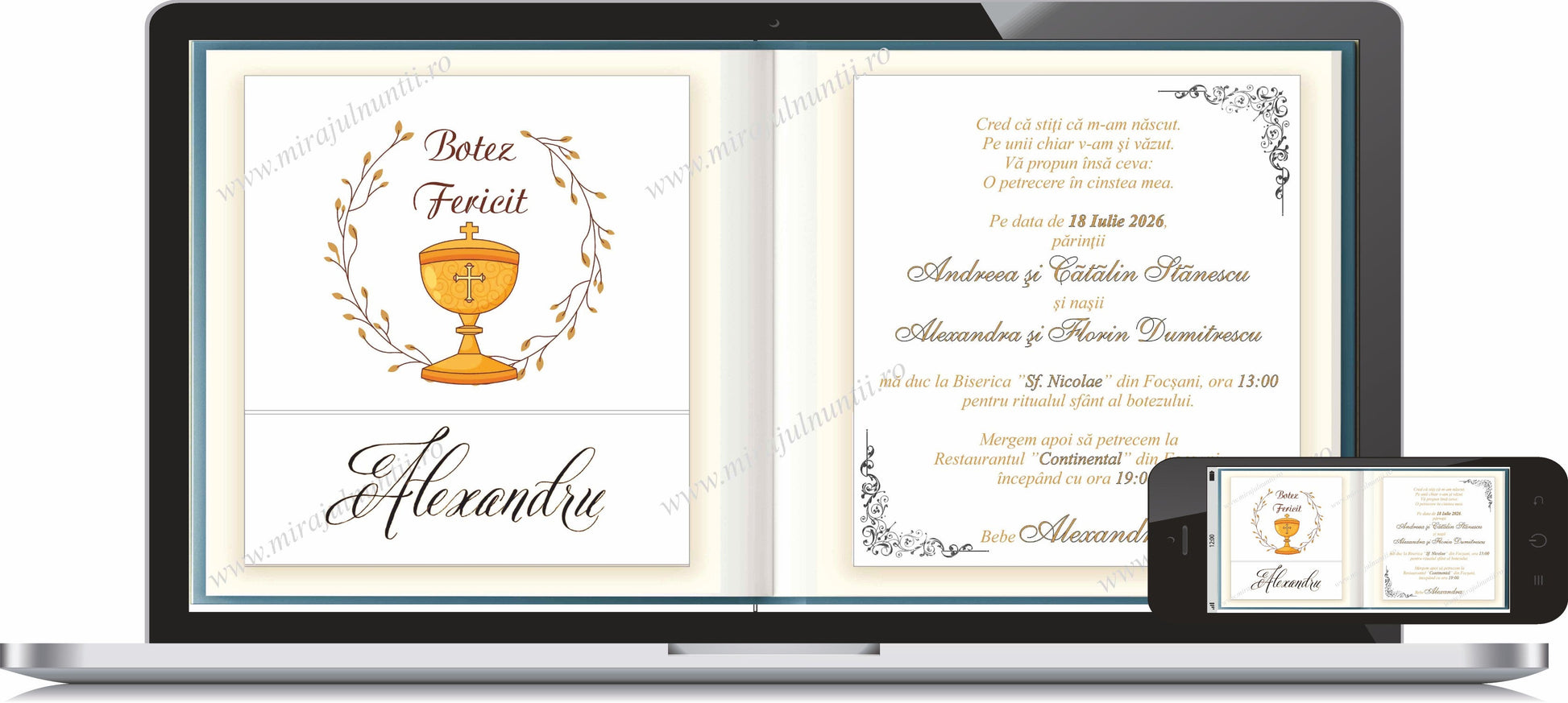 Invitatie BOTEZ Digitala - cod 6030 - MirajulNuntii.ro